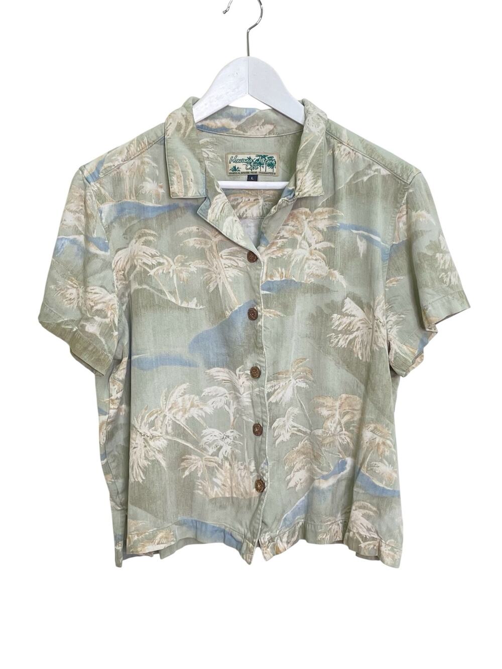 Vintage 90s Havana Jack's Cafe Hawaiian Short Sleeve Boxy Button Up Shirt Size L
